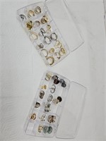 34 Pair Costume Clip On Earrings Jewelry w Cases