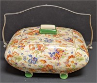 7" Chintz Footed Biscuit Box, Made in England