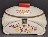 8" English Biscuit Box w/ Attached Lid & Floral