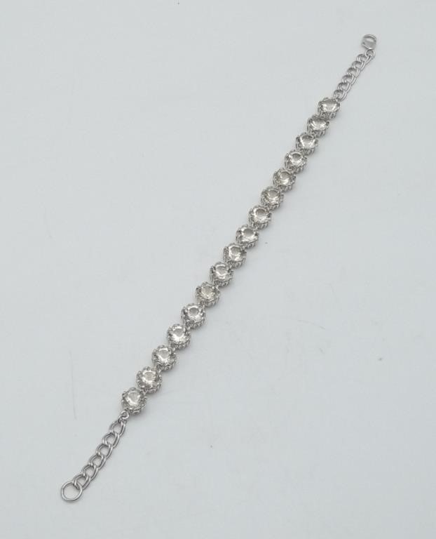 Sterling Silver & White Topaz Bracelet