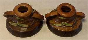 Roseville Ceramic Candlestick Holders, 3” x 2”