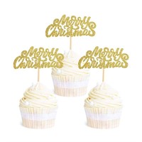 Ercadio 36 Pack Merry Christmas Cupcake Toppers Go