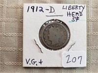 1912D  Liberty Head Nickel VG+