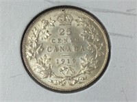 1919 (ms63) Canadian Silver 25 Cent