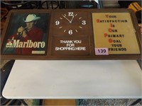 MARLBORO CLOCK & MESSAGE BOARD....49 X 21"