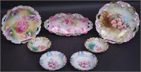 Seven pieces of marked RS Prussia china