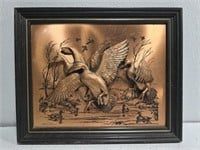 Framed copper duck art