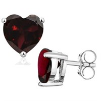 5MM Heart Cut Garnet 1.2CTW Stud Earrings in Sterl