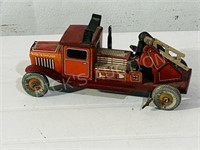 Vintage tin 9" fire truck - as is
