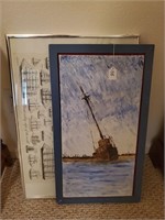 2 Framed Ship Art