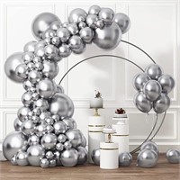 RUBFAC Silver Balloons Different Sizes 105pcs 5/10