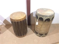 2 Wood and Rawhide drums (2 TIMES THE MONEY)