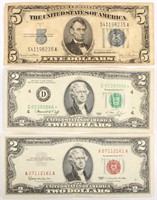 $9.00 FACE VALUE U.S. CURRENCY 5.00 & 2.00