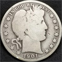 1901-P Barber Silver Half Dollar