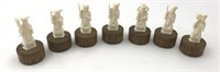 7 CARVED CHINESE CHARACTER FIGURES - CHESS