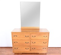 Mid Century Modern Oak Dresser w/ Mirror
