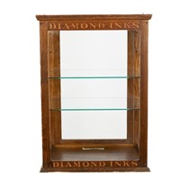 Country Store "Diamond Inks" Wood Display Cabinet