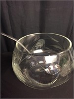 Etched Glass Punch Bowl & Ladle