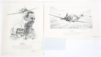 WWII MILITARY AVIATION SIGNED PRINTS LOT OF 2