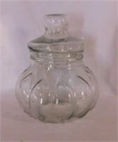 Pumpkin glass canister jar w/ lid, 10" tall