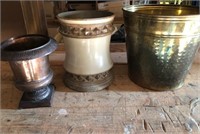 Brass planter and decorative urn