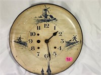Ant. metal Delft clock not tested