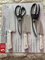 5 PIECE KNIFE AND SHEAR COMBO SET WHITE
