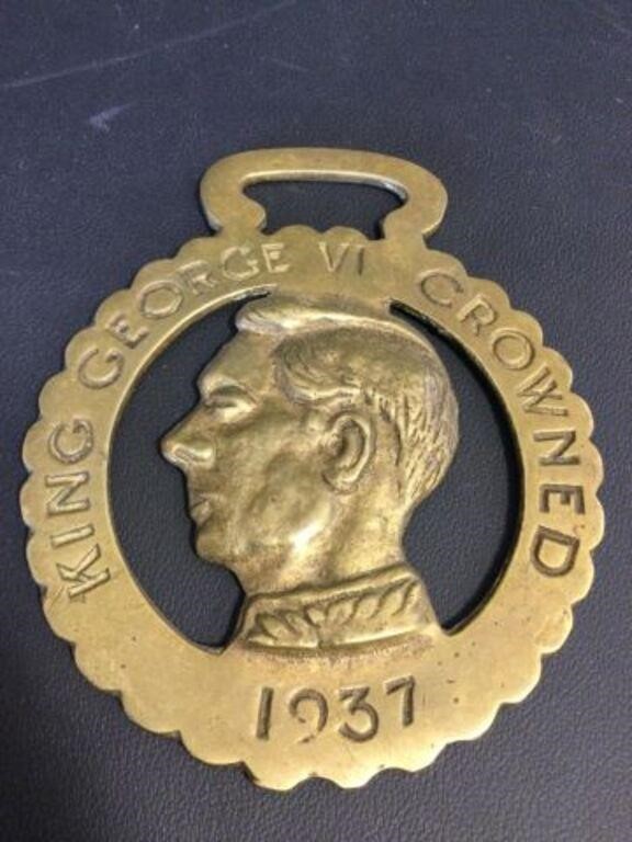 King George VI 1937 Brass medallion 4"