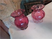 cranberry vase & pitcher