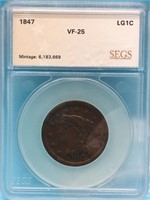 1847 VF-25 Large Cent SEGS Graded