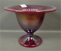 SGS 2000 Fenton Red Stretch Ribbed Optic Compote