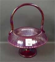 Fenton Red Stretch Ribbed Optic Whimsy Basket