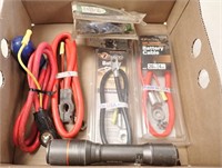 BATTERY CABLES, SICKLE BLADES, FLASHLIGHT