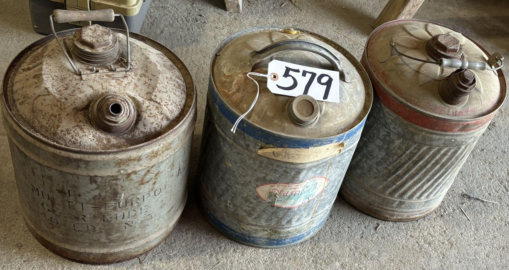 3 Galvanized Metal Fuel Cans
