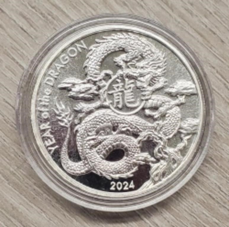 1 oz 2024 Silver Year Of The Dragon Silver Round