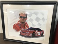 NUMBER 8 NASCAR PRINT SIGNED RICHARD ALAN STUDIO