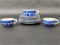 Japan Miniature Blue China Tea Cups Saucer Set