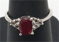 Sterling Silver Red Stone Ring