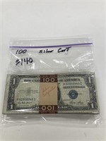 100 $1 Silver Cert