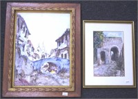 Two various Continental framed images