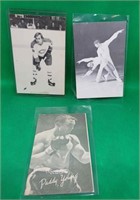 3x Vintage Postcards Guy Lafleur - Paddy Young +1