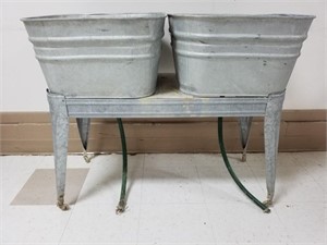 Double Washstand w/(2) Washtubs- 1 Attached