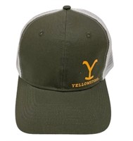 Yellowstone Logo Olive Green Mens Trucker Hat