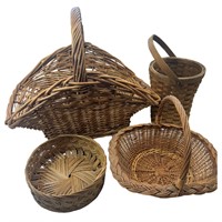 Diverse Collection of Rustic Wicker Baskets