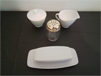 Cream, sugar and butter containers
