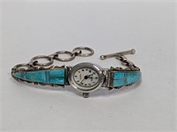 Tino Watch w/Sterling & Turquoise Adj Band