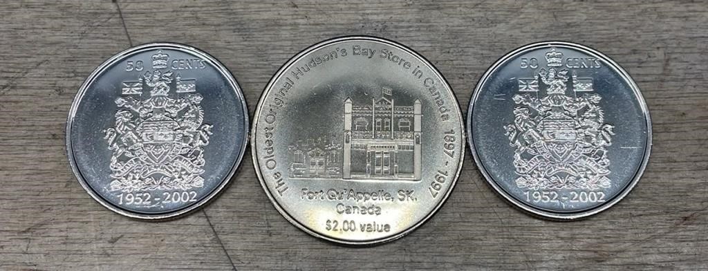 2 Canadian $.50 Coins (2002) & Commemorative Fort