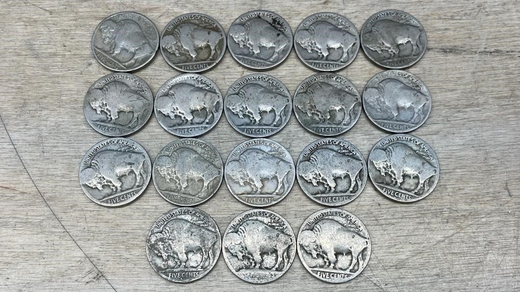 18 USA Buffalo Nickels (1991, 1923, 1935 & 15