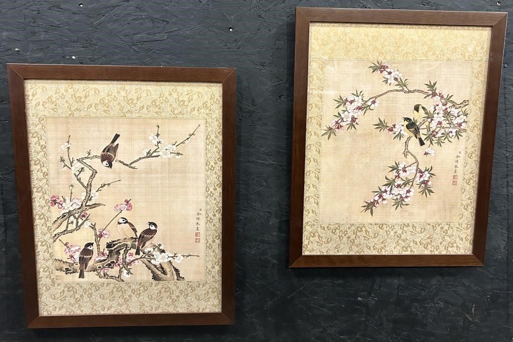 Pair of Japanese Silk Screen Art Prints.