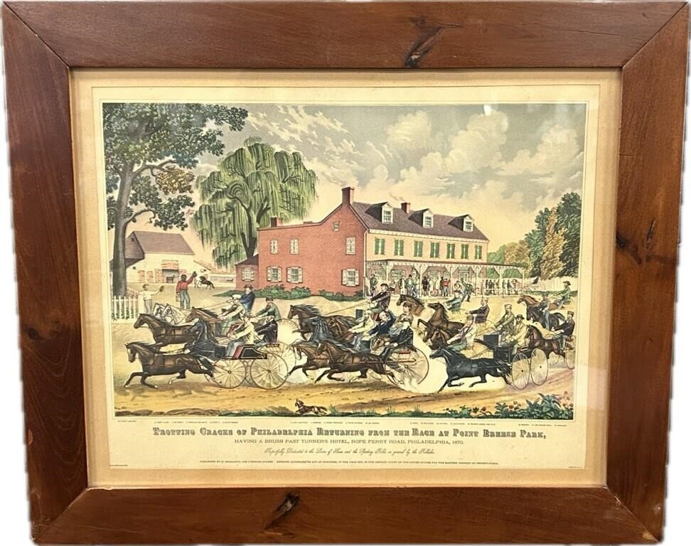 Antique Philadelphia Horse Race Lithograph.